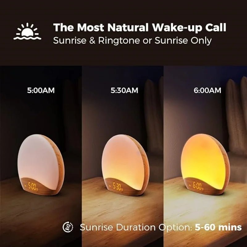 Wood Grain Sunrise Alarm Clock with Sounds - Sleep Noise