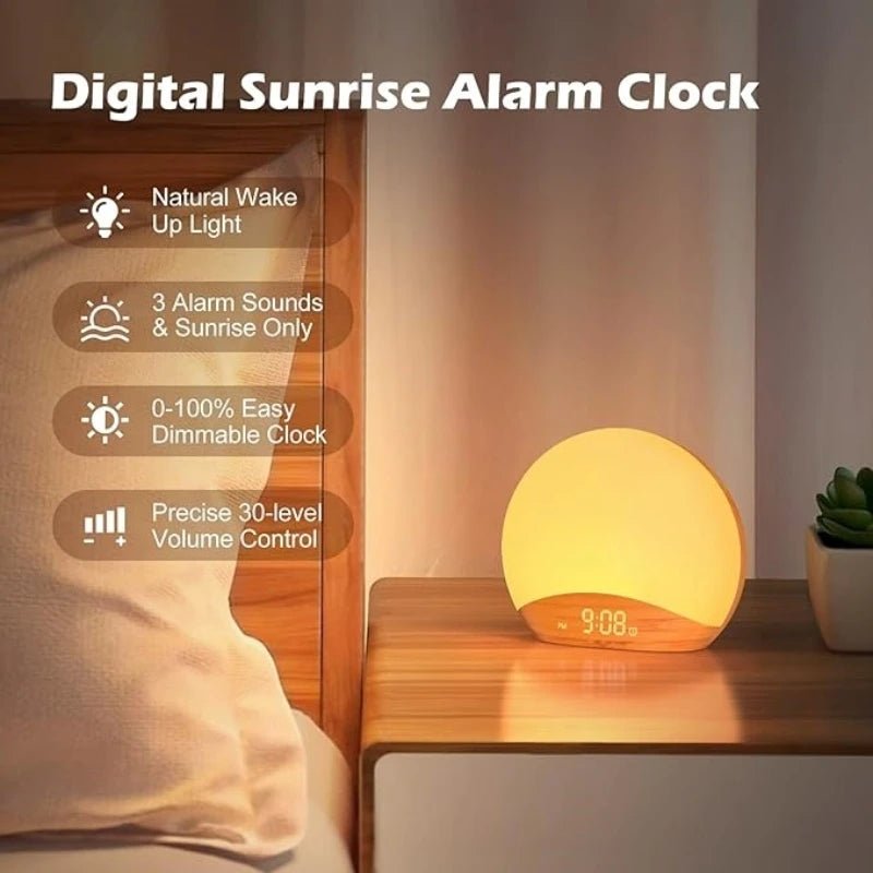 Wood Grain Sunrise Alarm Clock with Sounds - Sleep Noise